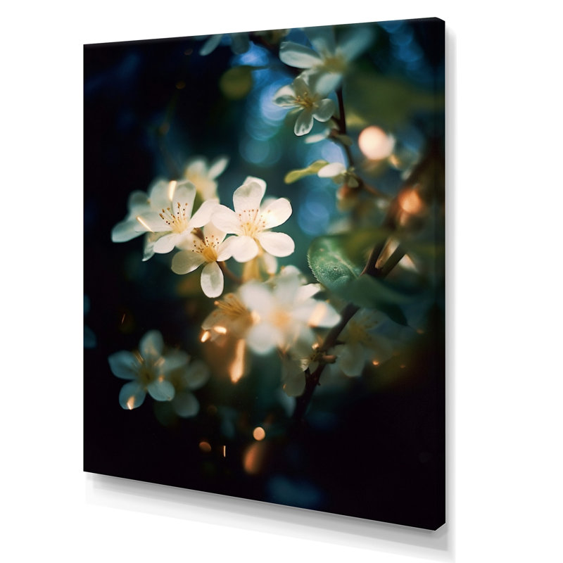«White Green Jasmin Blossoms» sur toile, H 44 po x l 34 po x P 1,5 po, Toile tendue