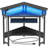 Corner Desk,44.5" W x 34.5" H Small Computer Desk with Power Outlets, Gaming Desk with LED Lights, Triangle Corner Table with Keyboard Tray & Monitor Stand for Small Space, Black