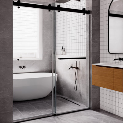 62” - 66" W x 77” H Double Sliding Frameless Low Iron Glass Shower Doors |3/8" (10mm) Thickened Low Iron Tempered Clear Glass | Easy Clean Coating | Durable Stainless-Steel Hardware |  Leak-Proof Precision
