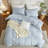LIFETOWN Striped Duvet Cover Set 100% Washed Cotton Material Soft Linen Feel 3 Pieces Bedding Set-121598529-121598535