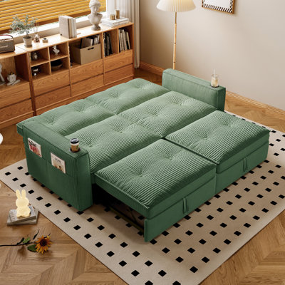 Canapé-lit multifonctionnel convertible 2-en-1 SOMNUS (pour s'asseoir et dormir), fabriqué en velours côtelé moderne, convenant aux salons, chambres à coucher, appartements et petits espaces