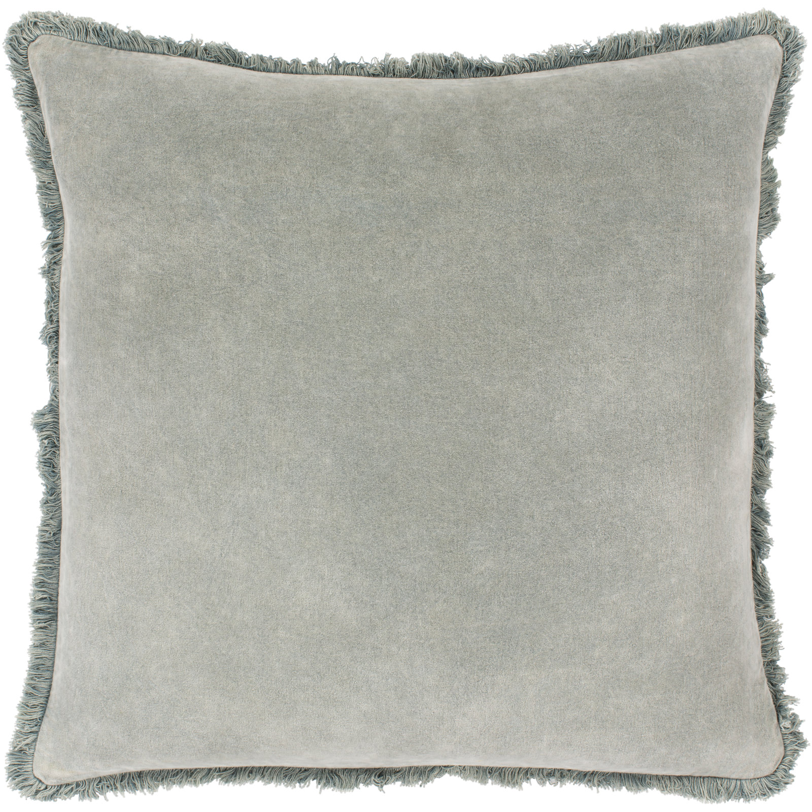 Steph Fringed Cotton Throw Pillow, 22" x 22", Sage, Pillow Cover Only - No Insert