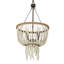 Lustre conique Empire blanc à 4 lumières, gradué, avec abat-jour en perles de bois Advith