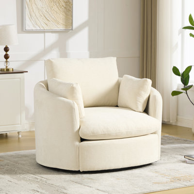 Fauteuil d'appoint pivotant en tonneau de 42,5 po de style moderne avec revêtement en chenille