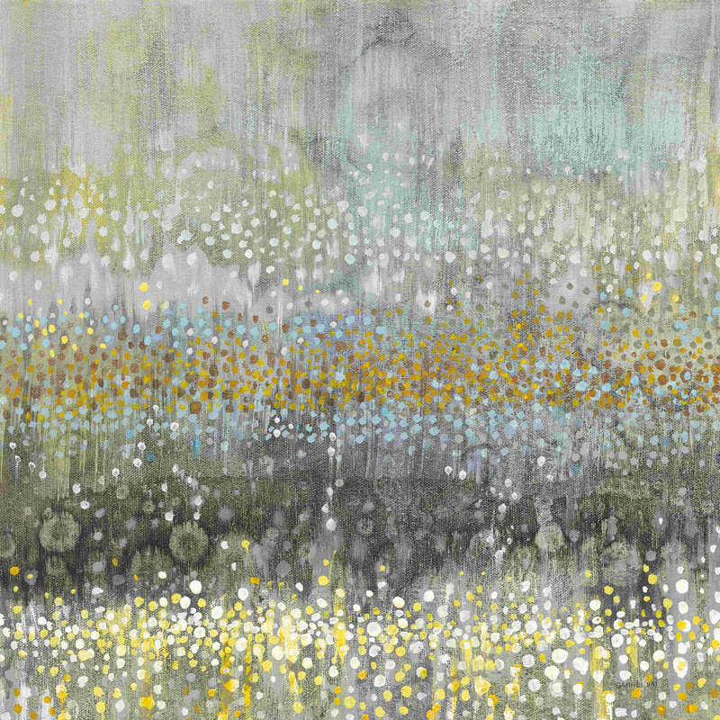 Pluie abstraite III gris / jaune, H 30 po x l 30 po