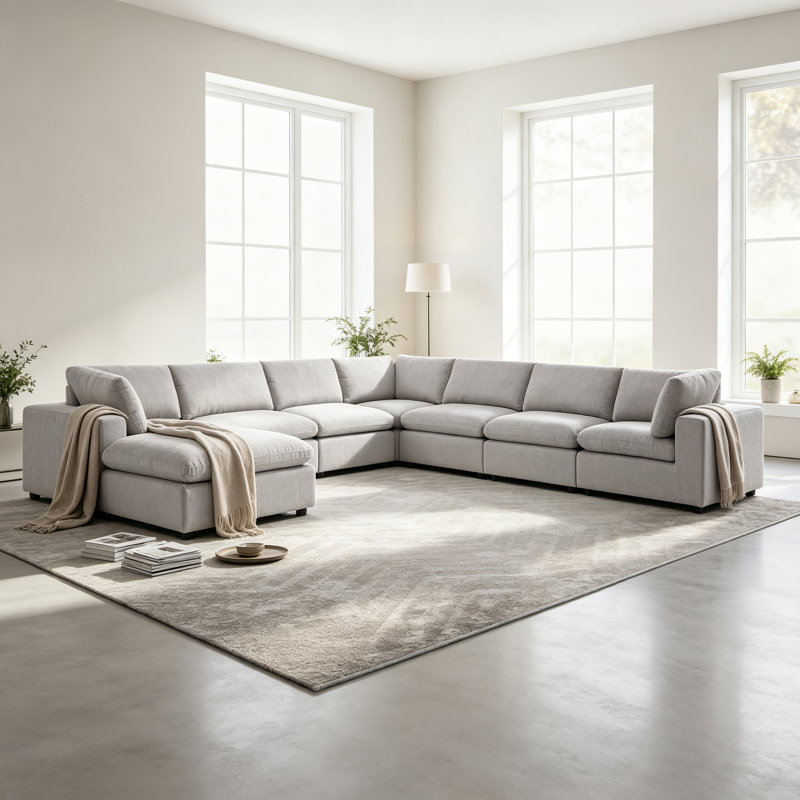 Canapé modulaire rembourré 8 pièces Nuccio, Light Grey
