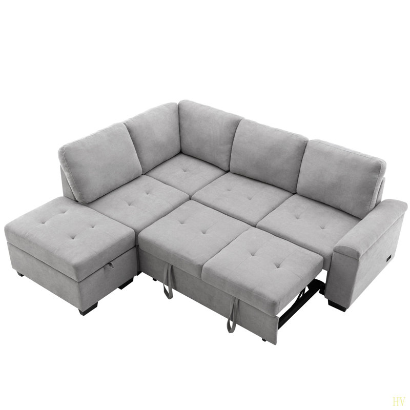 Timitra 3 - Piece Upholstered Sectional, Gray Velvet