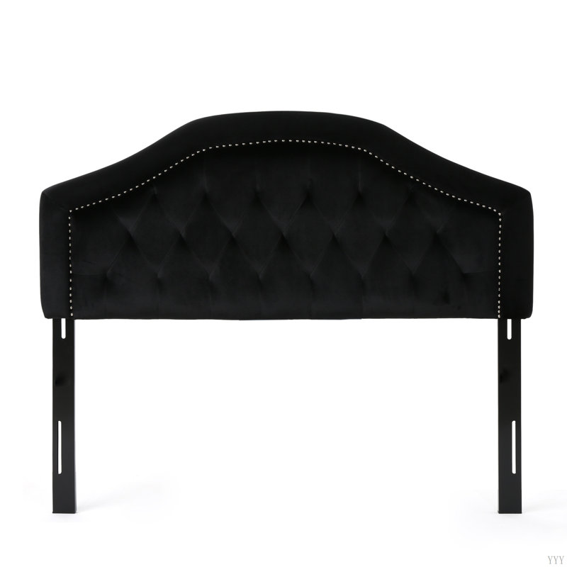Tufted Upholstered Headboard Queen Size, Solid Wood Head Board With Durable Metal Legs, Adjustable Height Queen Headboard With Nailhead Trim In Bedroom