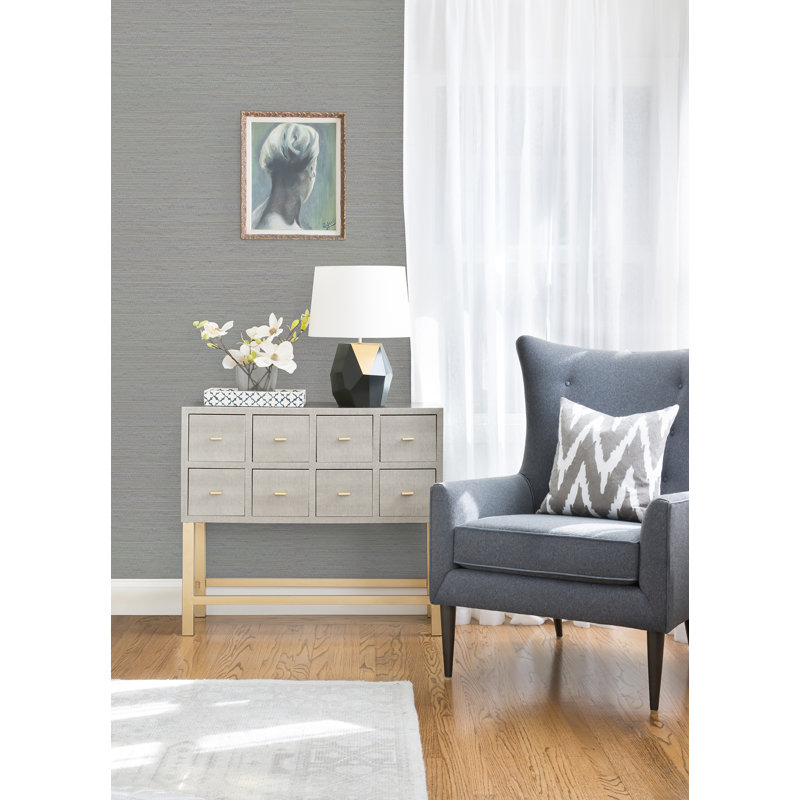 Loom Abstract Grass Cloth Wallpaper Roll, 36" W x 24' L, Gray