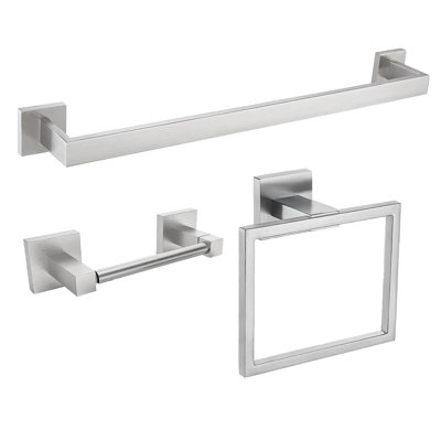 3-Piece Bath Hardware Set Bathroom Accessories Set With Towel Bar, Towel Ring, Toilet Paper Holder In Brushed Nickel