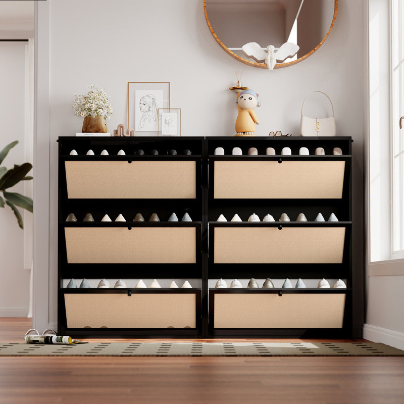 24 Pair Shoe Storage Cabinet, Black
