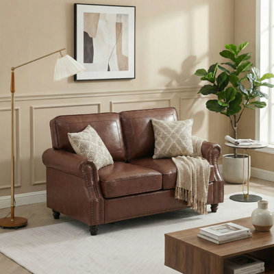 Amarius 59" Upholstered Loveseat Faux Leather Sofa