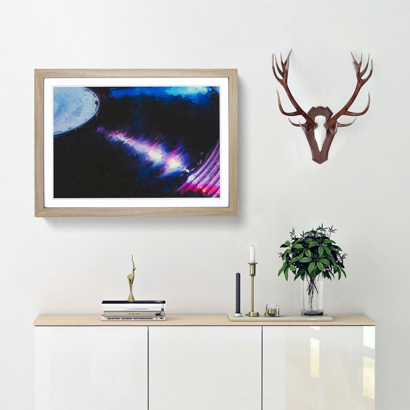 Vinyl Record Spin in Abstract - Picture Frame Graphic Art Print, 60cm H x 91cm W x 2cm D, Oak