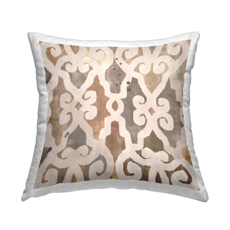 Coussin décoratif à motif géométrique brun et brun par Flora Kouta