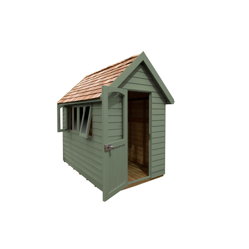 Forest Retreat 6 ft. W x 9 ft. D Overlap Apex Wooden Shed with Installation Service, Green