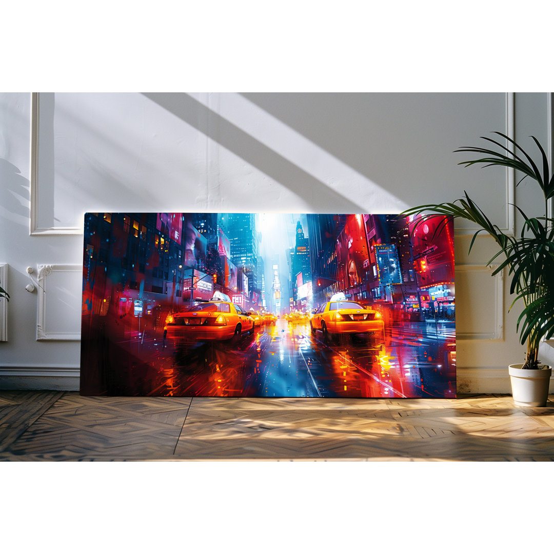 Bilder auf Leinwand 120x60cm New York Broadway gelbe Taxis Straße Großstadt