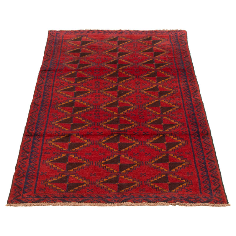 Tapis rouge noué à la main 3 pi 8 po x 6 pi 9 po Teimani