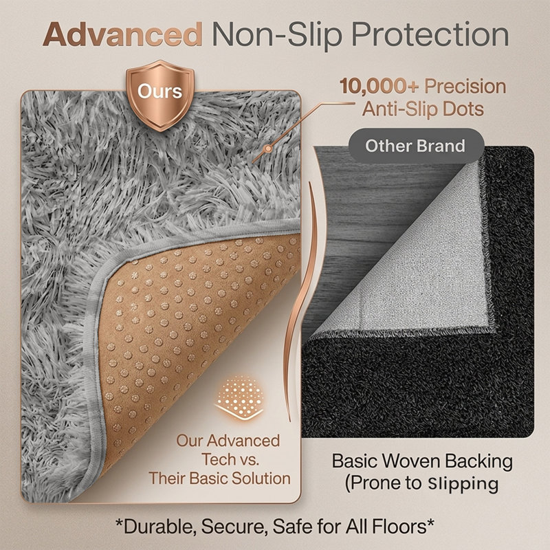 Luxury Nonslip Shaggy Multi Shade Rug, Solid Colour Machine Tufted Shag Carpet for Any Room, Rectangle 200 x 290 cm