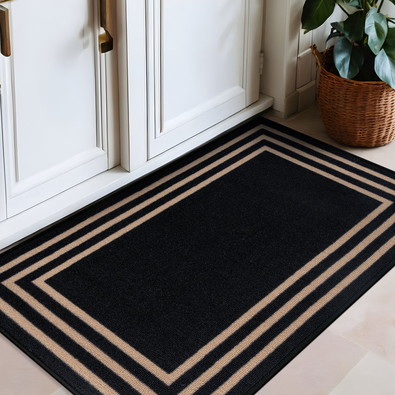 Tapis d'intérieur tissé à la machine Bol frontal Classic, 2'x4', Noir