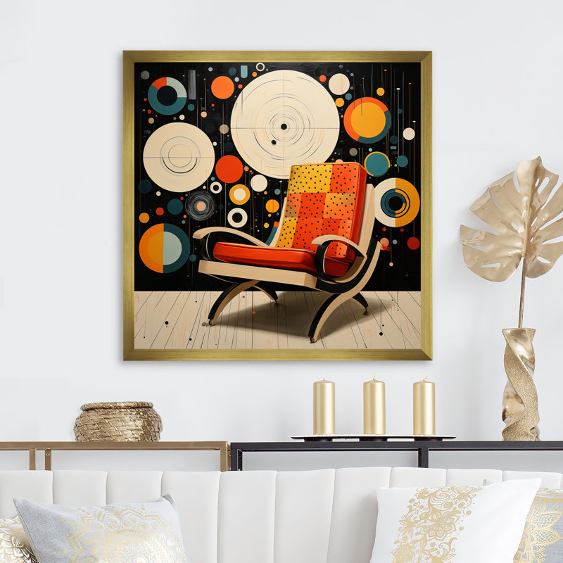Colourful Mid Century Eames Elegance III - Mid-Century Wall Art Prints, H 30 po x l 30 po x P 1 po, Encadrement doré