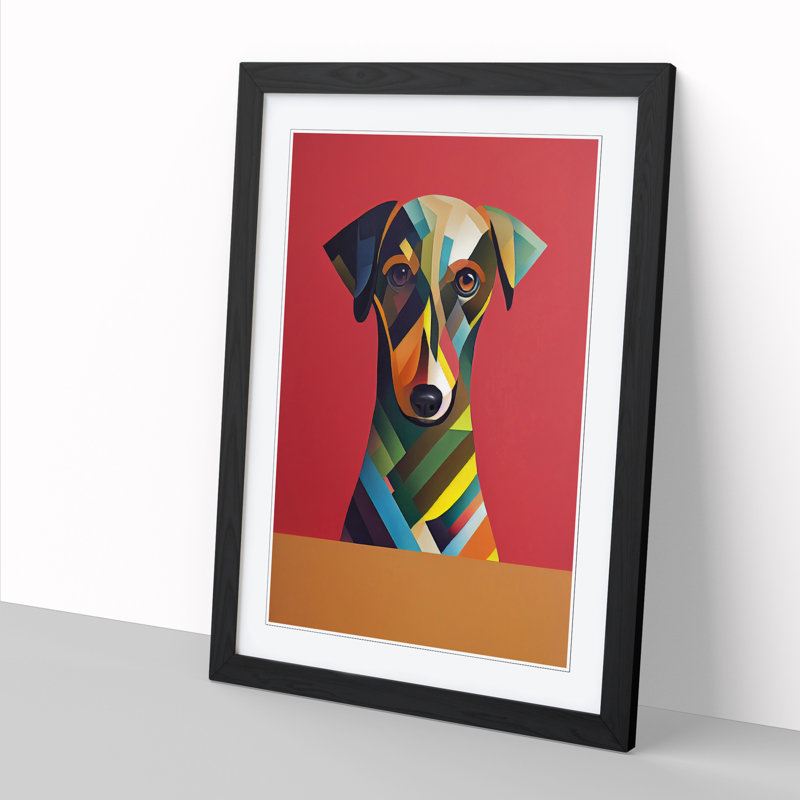 Dachshund Contemporary Art 1 Piece Single Picture Frame Wall Art, 46cm H x 34cm W x 2" D, Oak
