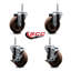 4 Inch_High Temp Glass Filled Nylon 3/4 Inch_Threaded Stem Caster Set 2 Brakes