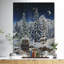Elf maisons sous de grands arbres de Noël illuminés - reproduction d'art-35119435-35119439