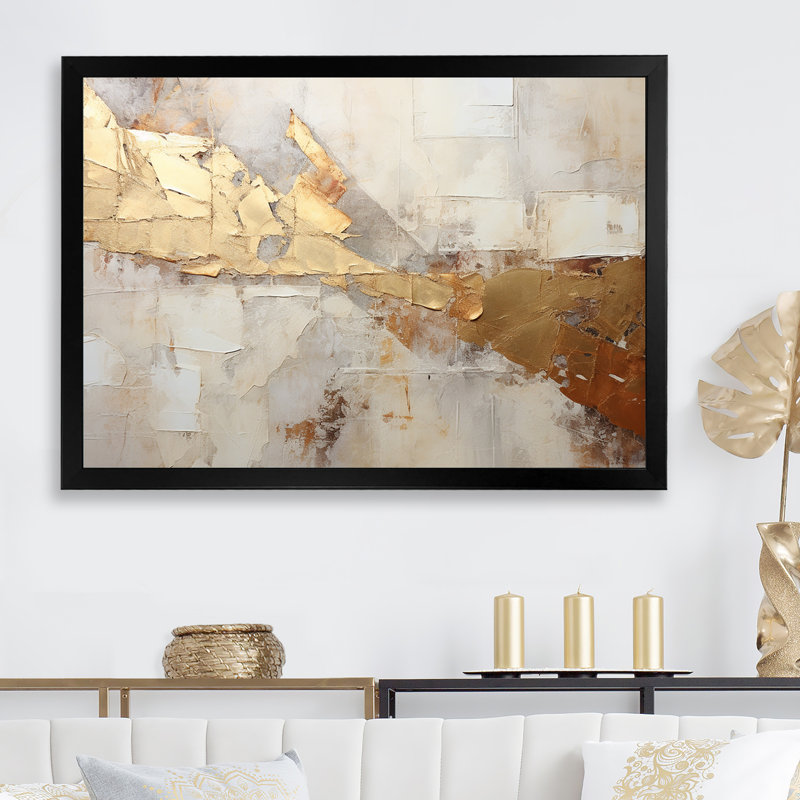 Beige doré, Western Bliss III, Gold Picture Framed, H 24 po x l 32 po