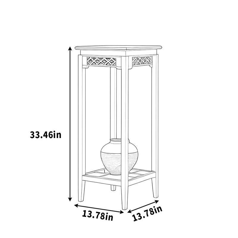 Support de rangement en bois massif, H 33,46 po x L 13,78 po x P 13,78 po