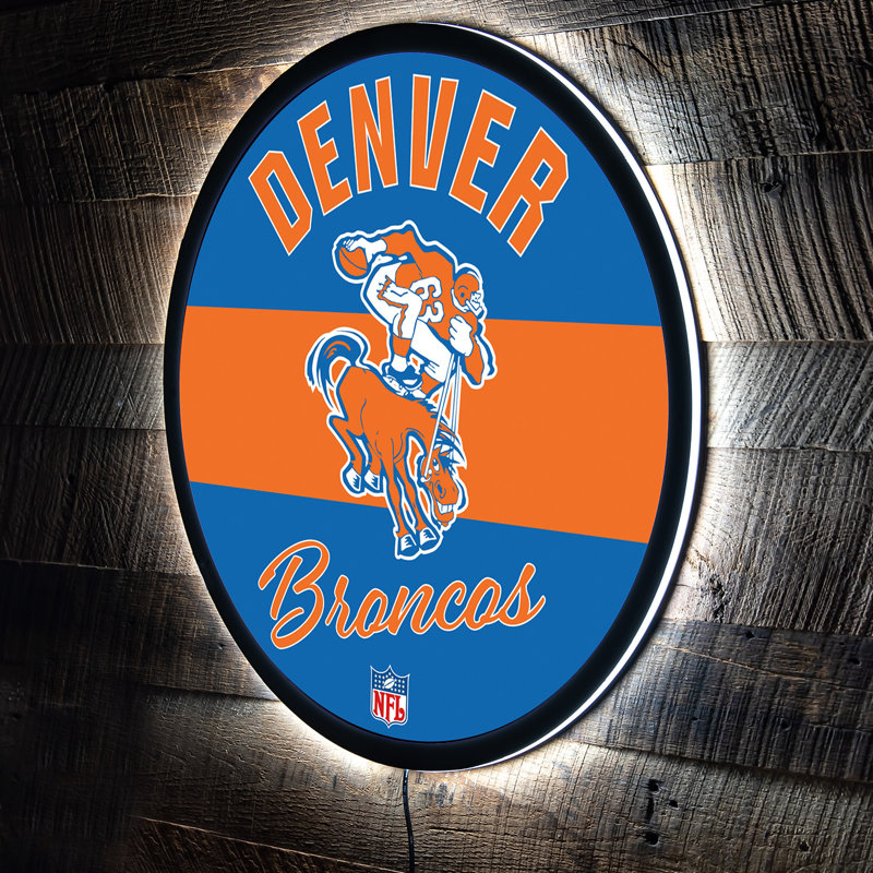 NFL Vintage LED 23" Round Lighted Wall Sign, NFL Denver Broncos