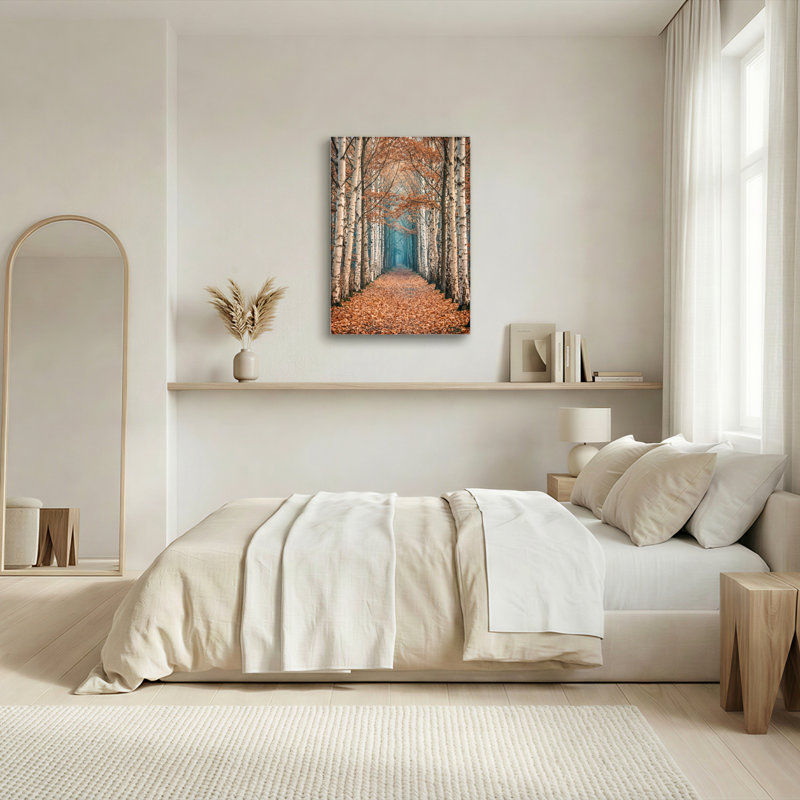 Ensemble de 1 tableau sur toile Chemin d'automne, H 48 po x l 32 po, Toile tendue