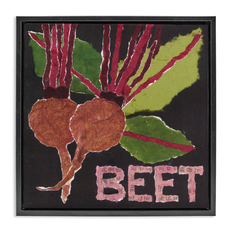 Cadre flottant de légumes-racines Beets, design par Nancy Overton, H 18 po x l 18 po, Cadre flottant noir de jais