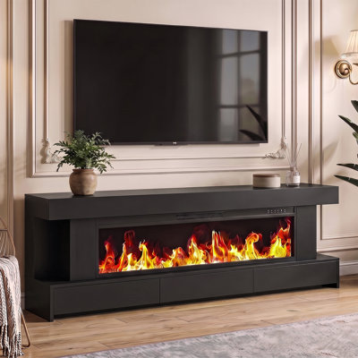 66" Fireplace Tv Stand For 75 Inch Tv, Led Fireplace Tv Stand & Modern Media Tv Console With Drawers, Entertainment Center With Fireplace, Electric Fireplace Tv Stand For Living Room, Bedroom 
