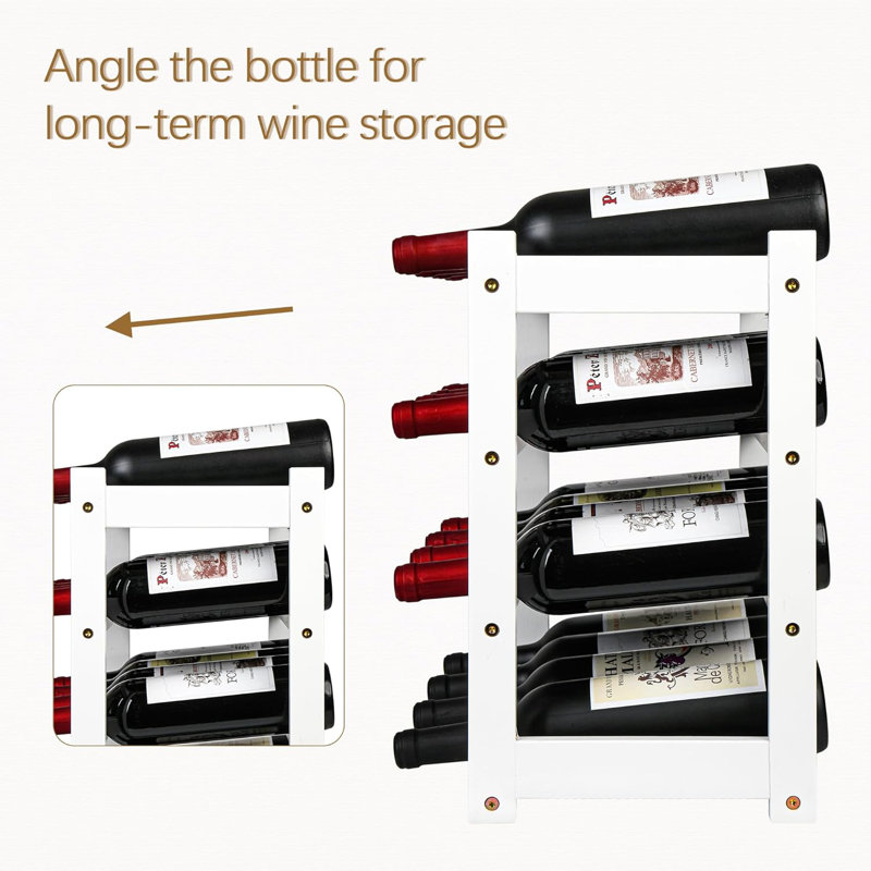 Support à vin à 4 niveaux en bambou pour comptoir - Tablette de rangement pour bouteilles de vin robuste et durable pouvant contenir 16 bouteilles