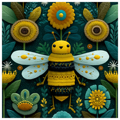 Housse de couette abeille jaune avec fleurs
