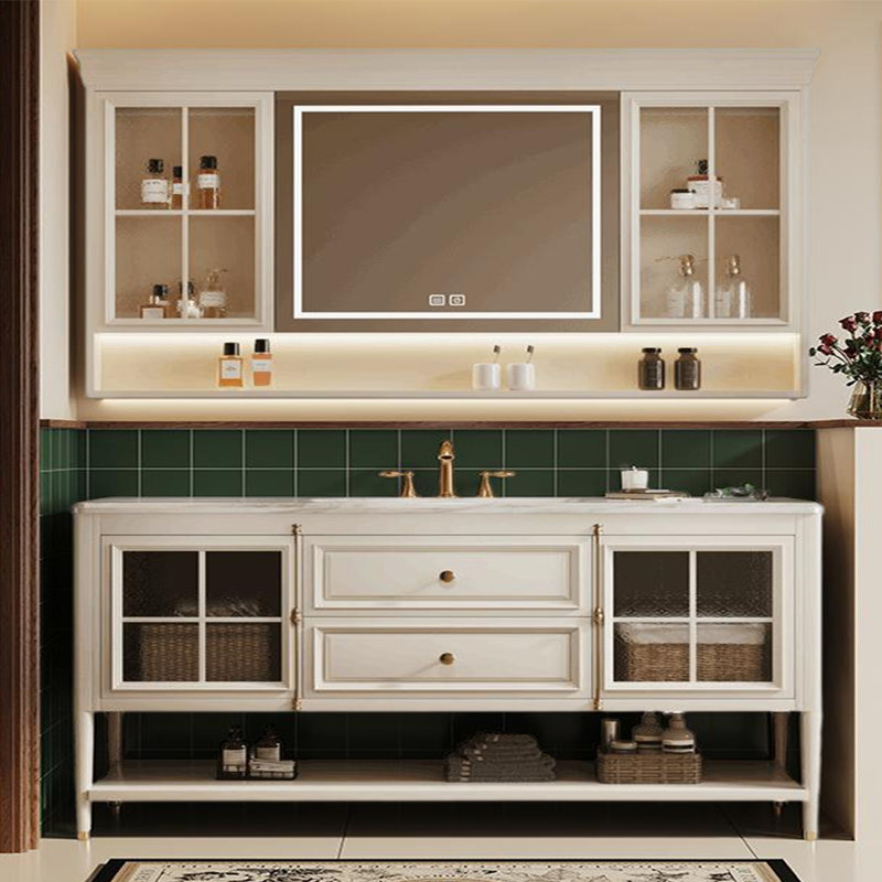 Armoire de salle de bain American Light, H 32,28 po x l 66,93 po x P 21,65 po, Blanc cassé