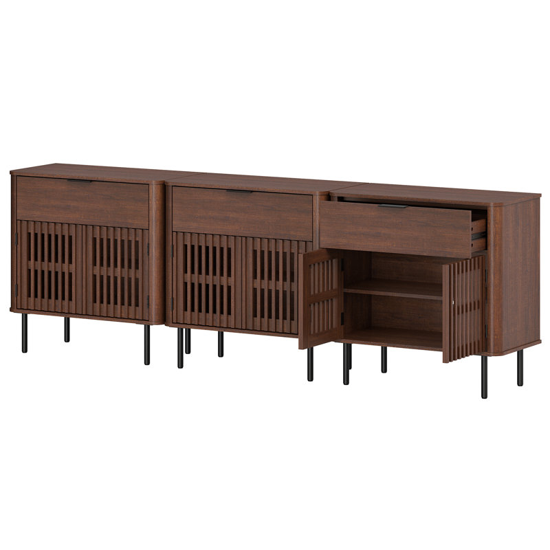 Grande armoire buffet avec tiroirs et portes 94,5 po Feller, Brown