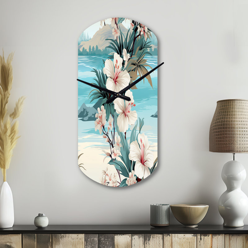 Horloge murale bord de mer à motif tropical bord de mer, Petit
