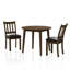 Salle à manger confortable 3 pièces: table noyer brun et 2 chaises, bois massif, siège rembourré, pièce ronde transitionnelle