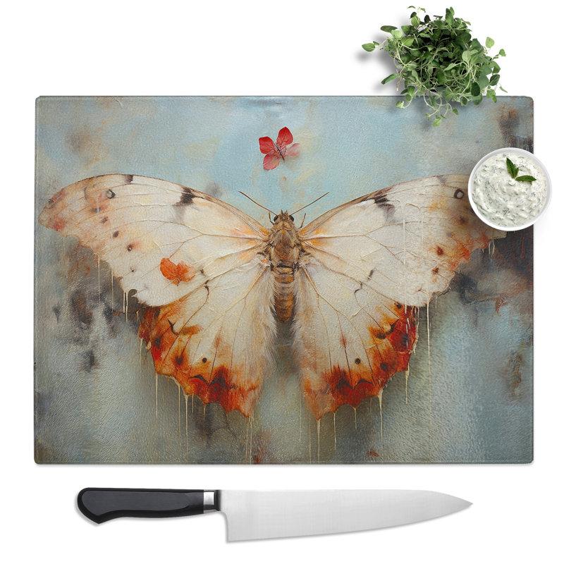 Moth Gestural  Glass Chopping Board