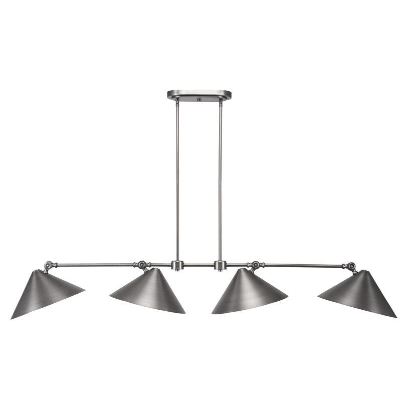 Tangent 4 Light Bar Shown In Bronze Finish With 12" Bronze Metal Shades painted Brass inside, Brushed Nickel
