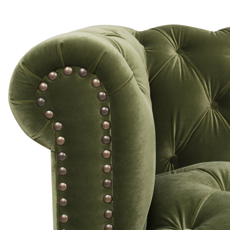 Newell Upholstered 88'' Sofa, Olive Green Velvet