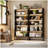 70.87" Black 5-Tier LED Library Bookshelf With Heavy Duty Storage For Living Room, Office, Bedroom