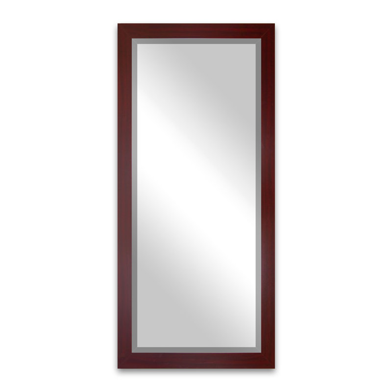 Beveled Full Length Mirror, Dark Mahogany