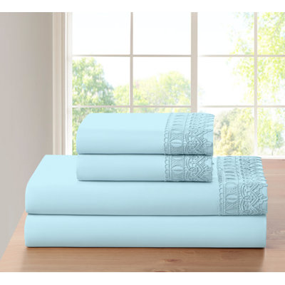 Bamboo 1800 Thread Count 3 Line, Lace or Solid Deep Pocket Sheet Set (4pc)