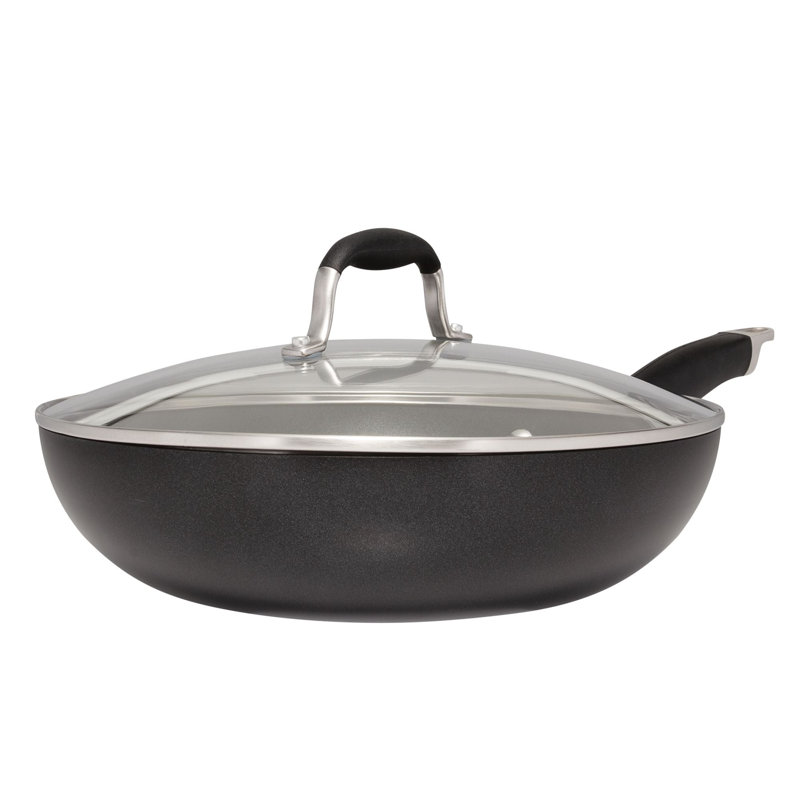 Anolon Advanced Bronze Hard-Anodized Nonstick Ultimate Pan with Lid, 12-Inch, Graphite