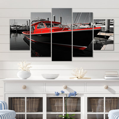 Port Harbor Shadows II - Décoration murale nautique et plage - 5 panneaux