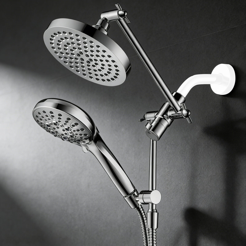 2.5 GPM Rain Shower Head With Handheld Spray,Dual Shower Head With Adjustable Extension Arm, 3-Way Diverter, 69” Long Hose