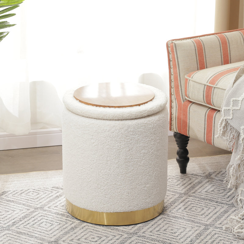 Round Storage Ottoman With Tray