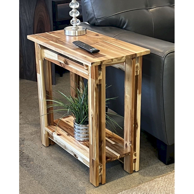 Table de bout en bois massif avec rangement Damius, Naturel